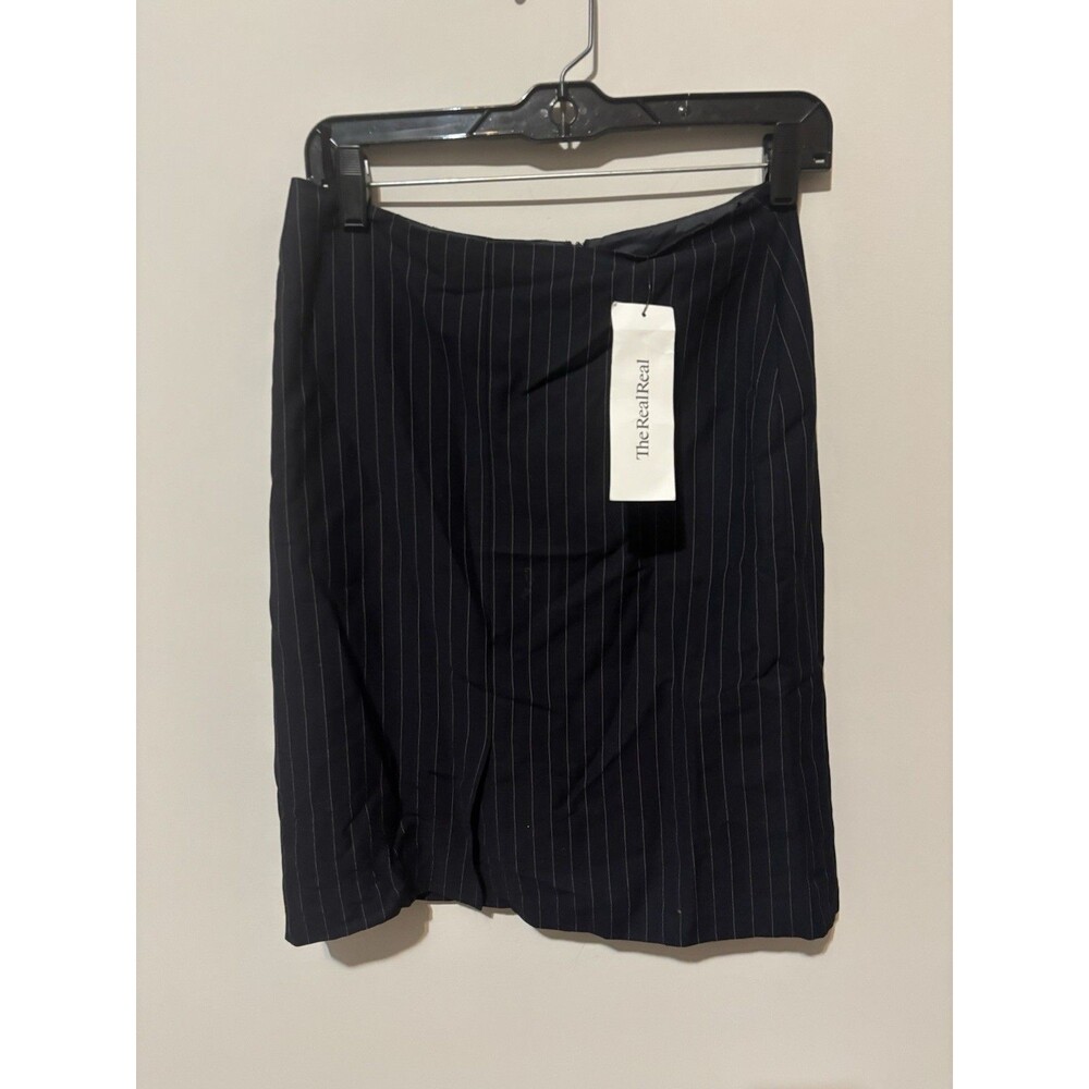 Philippe Adec Bergdorf GoodmanMidi Grey Striped Pencil Skirt Slit Sz 4 Small